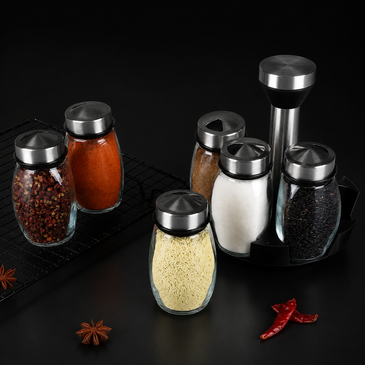 Especiero Giratorio de Cristal Premium